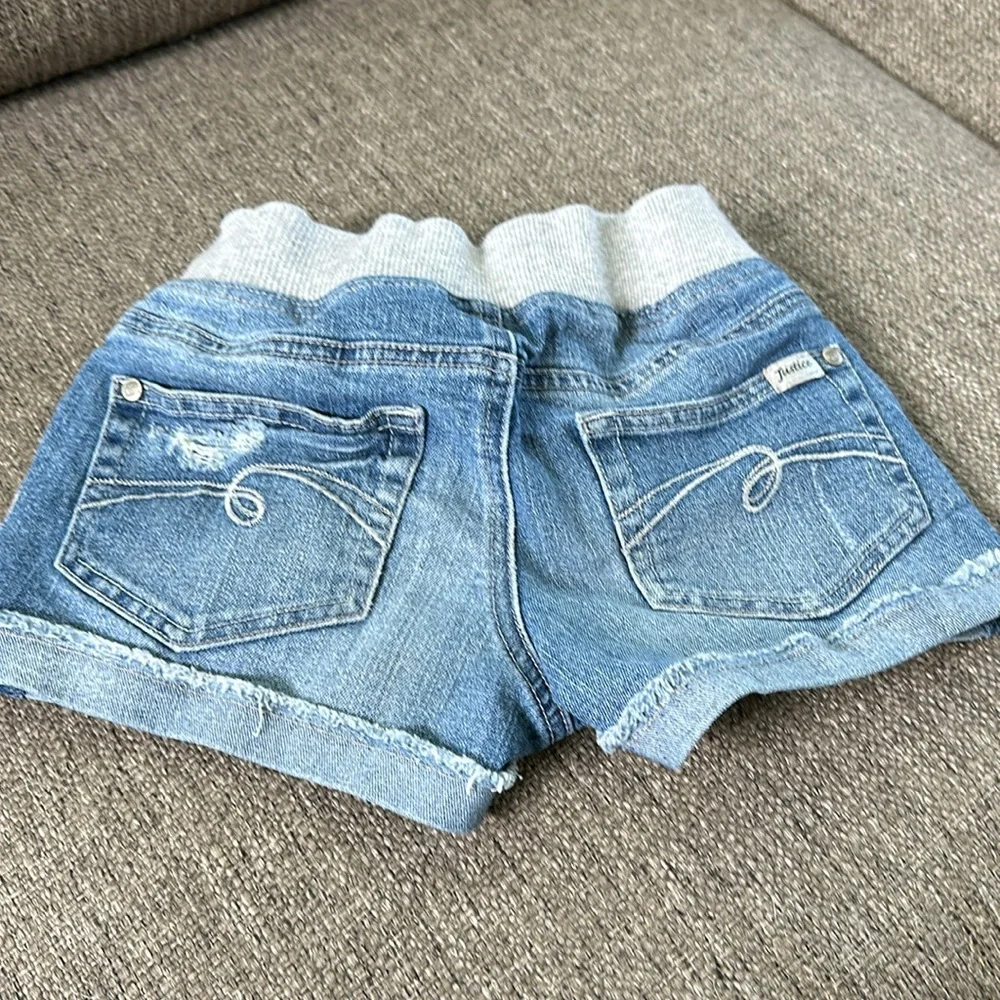 Justice Blue Denim Look Girls' Shorts with Heather Gray Waistband